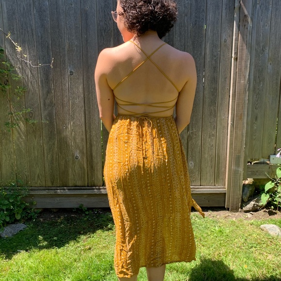 H&M Dresses & Skirts - H&M Boho Silk Tie Back Dress in Mustard